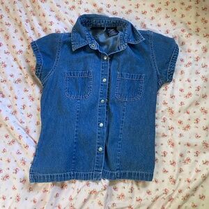 Denim Button-Up Blouse
